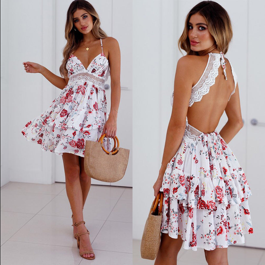 Waist Lace Skirt Print Dress apparel & accessories