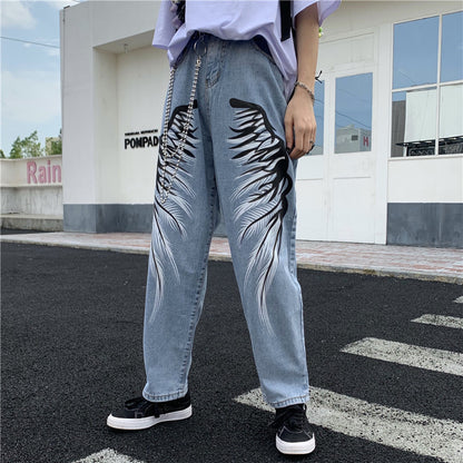 Printed jeans men's clothing