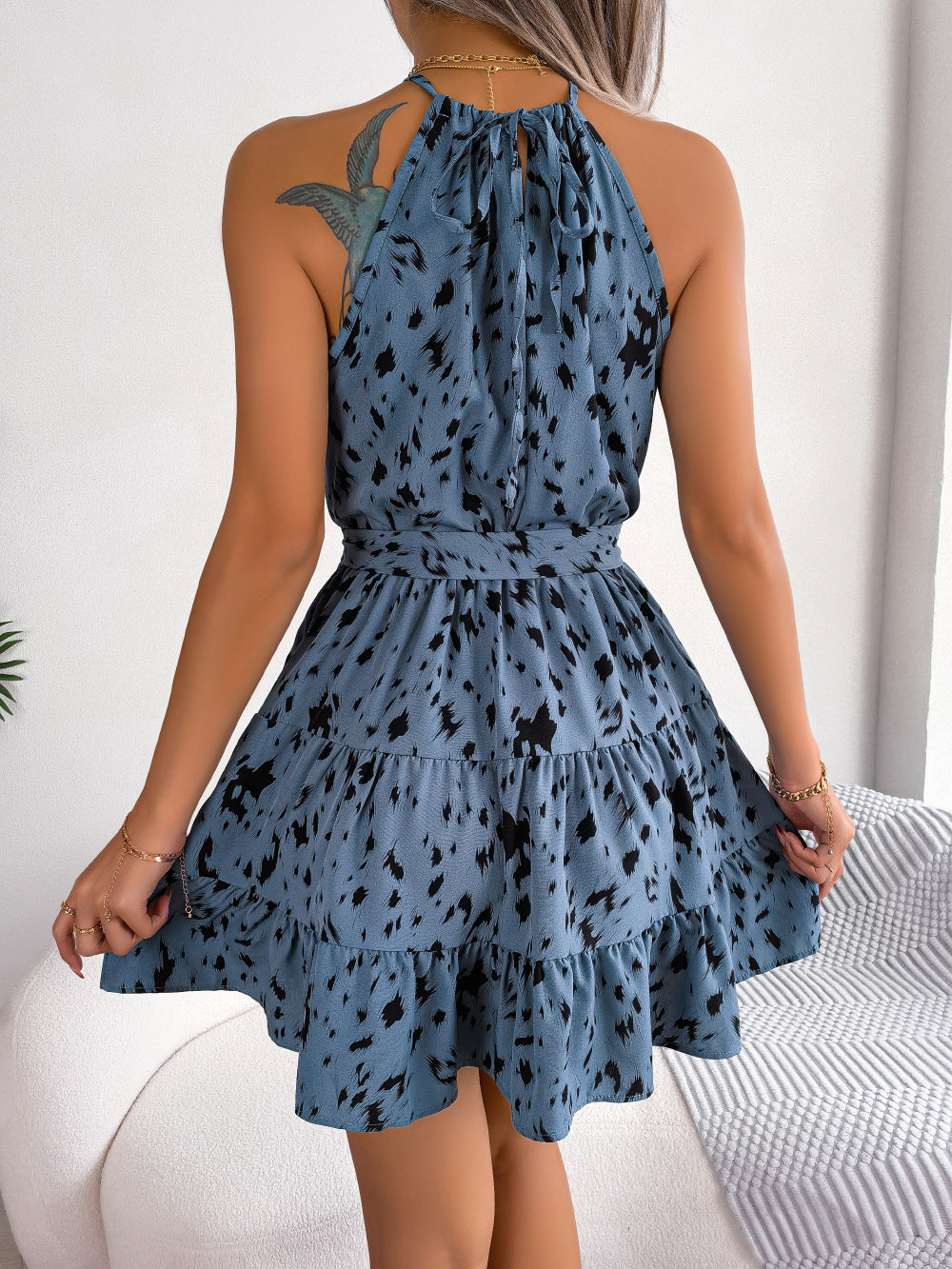 Casual Leopard Print Ruffled Swing Dress Summer Fashion Beach Dresses Women apparel & accessories