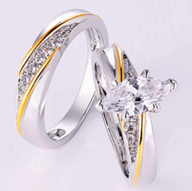 925 Sterling Silver Princess Cut White CZ Bridal Engagement Wedding Ring Set Jewelry