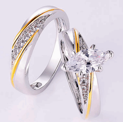 925 Sterling Silver Princess Cut White CZ Bridal Engagement Wedding Ring Set Jewelry