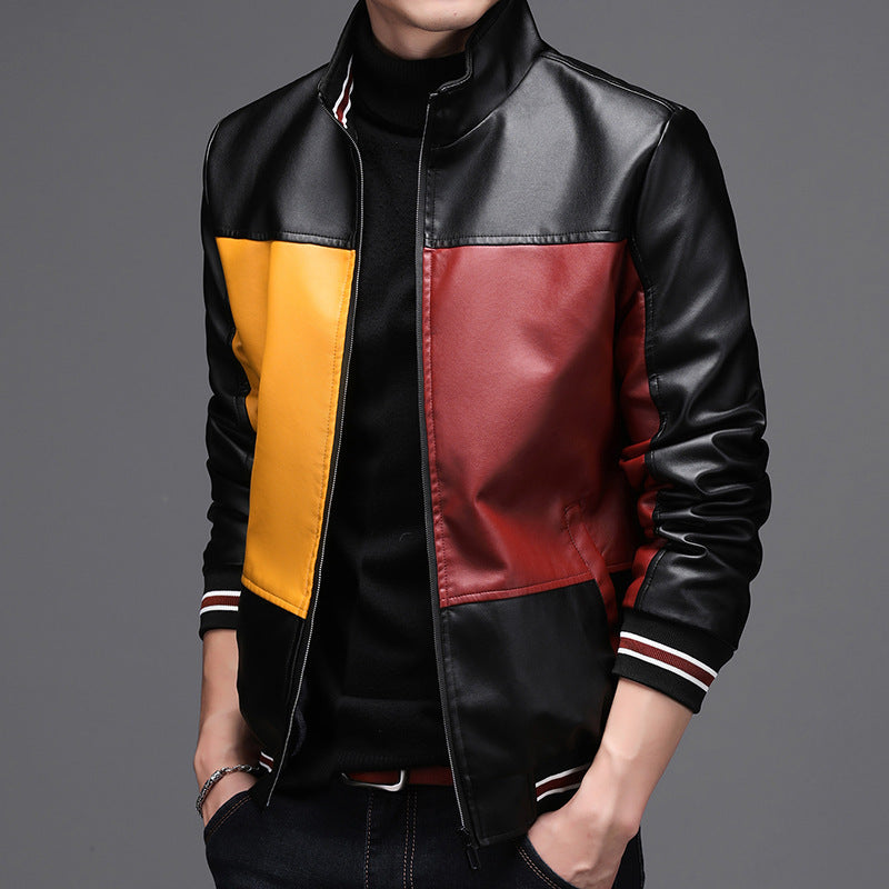 Leather men's casual jacket apparels & accessories