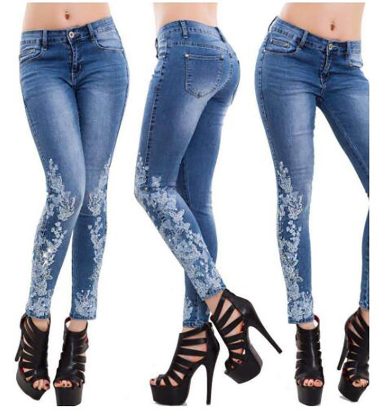 High-waisted embroidered jeans apparel & accessories