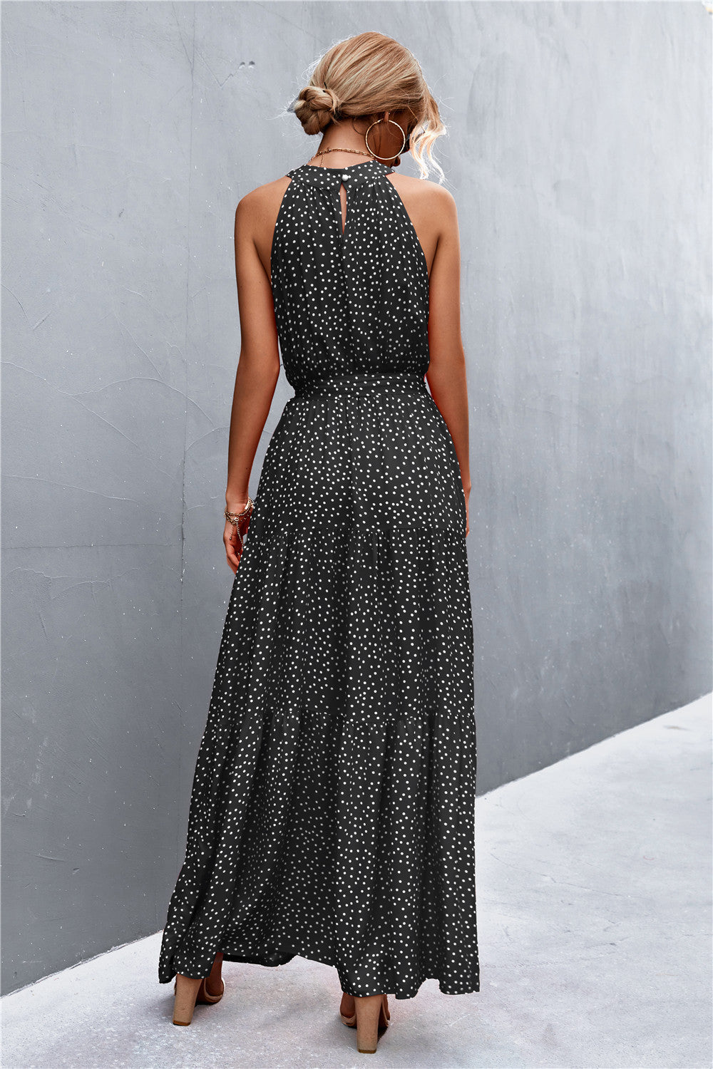 Printed Sleeveless Tie Waist Maxi Dress apparel & accessories