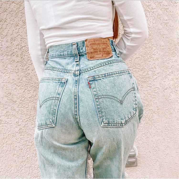 Ripped Fashionable Casual Denim Pants Women apparel & accessories