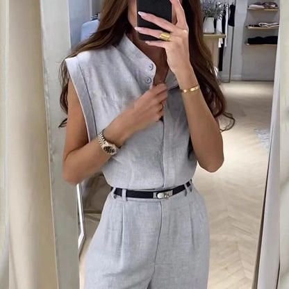 Summer New Fashion Sleeveless Top Loose Trousers Two-piece Set apparels & accessories