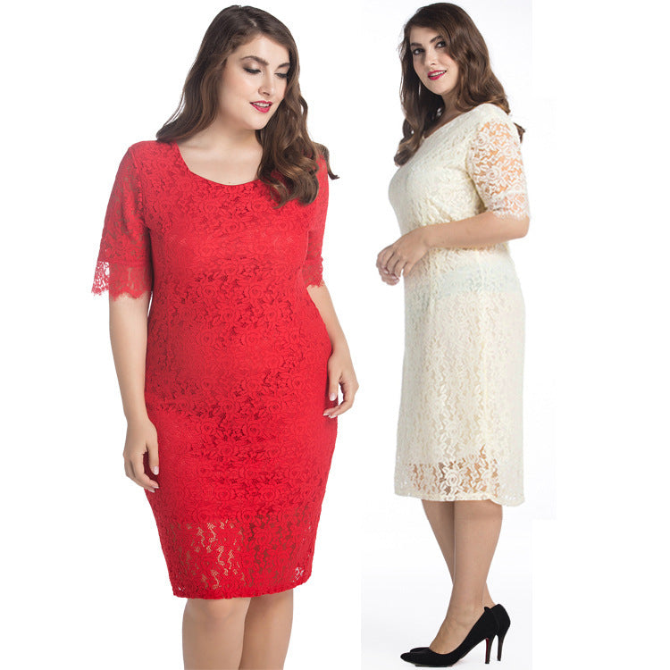 Plus size women's five-point sleeve dress Dresses & Tops