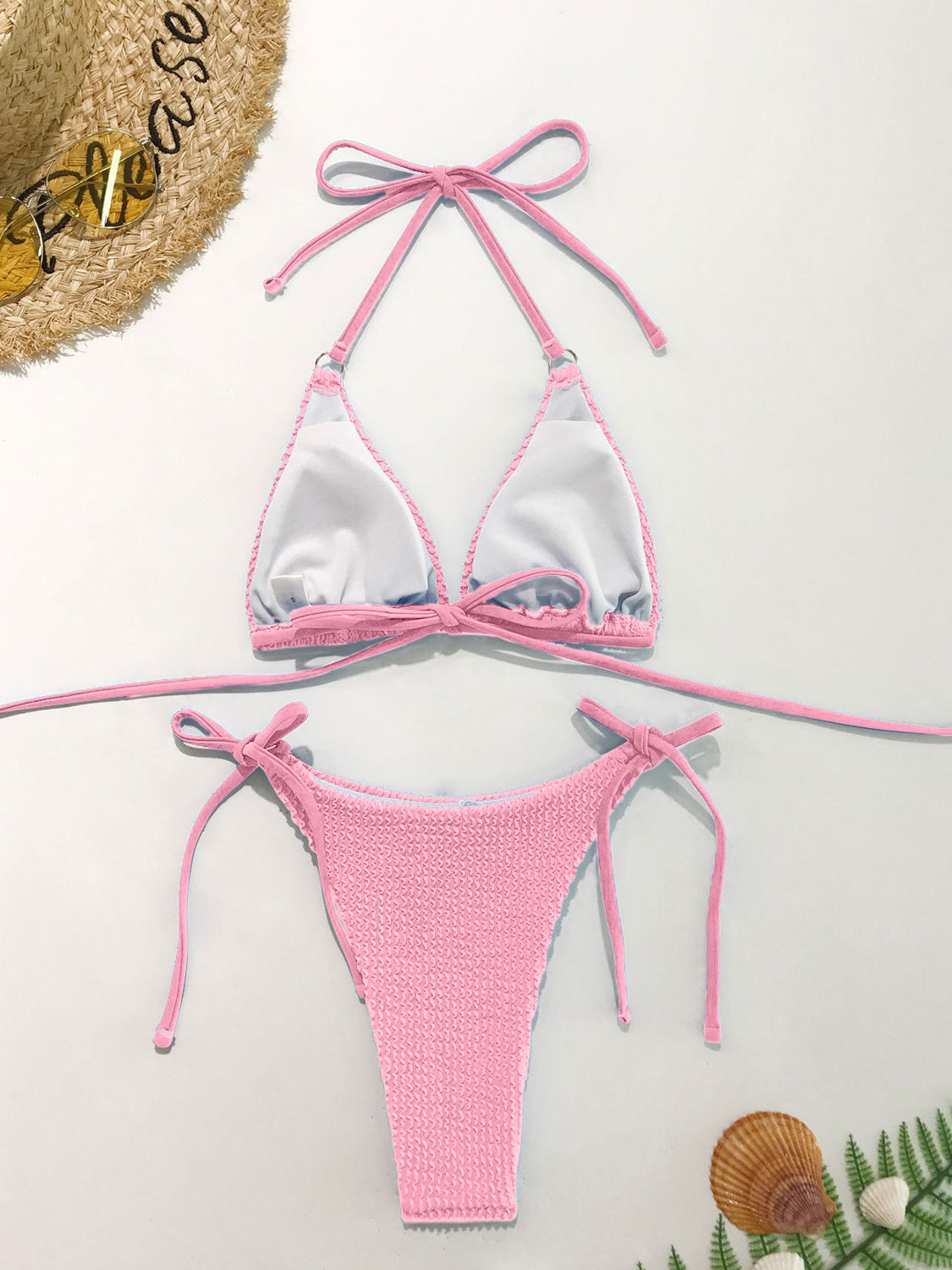 Textured Halter Neck Two-Piece Bikini Set apparel & accessories