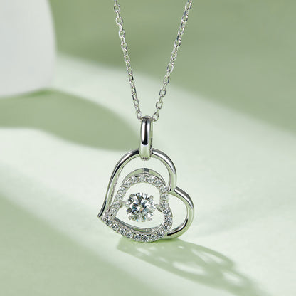 Moissanite 925 Sterling Silver Heart Necklace apparel & accessories