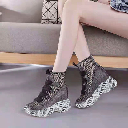 Thick Soled Wedge Heels Inside Heightening Women's Cool Boots Shoes & Bags