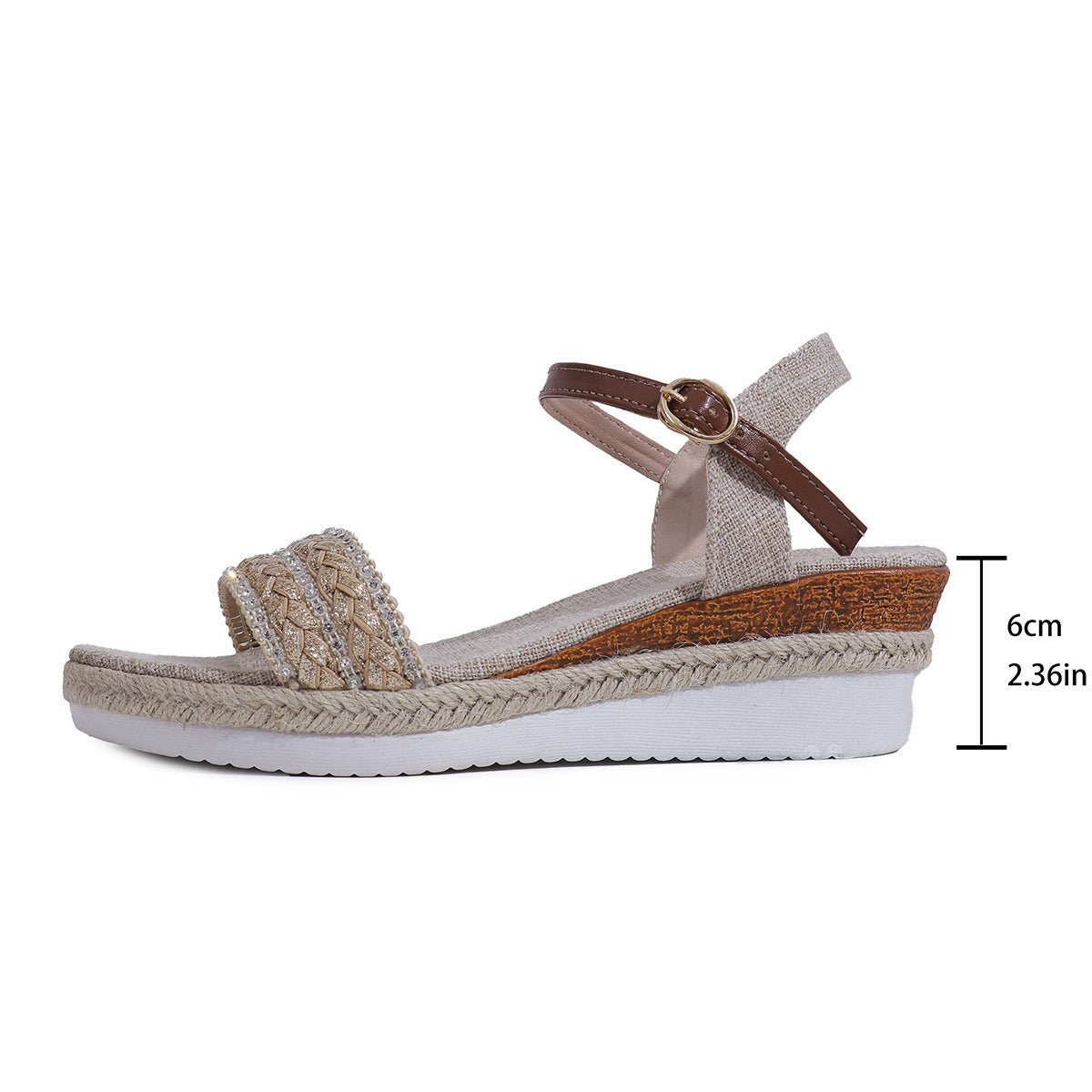 Ethnic Style One Strap Sandals Platform Wedge Buckle Plus Size Shoes & Bags