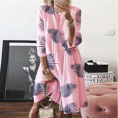 Retro print O-neck print dress women apparel & accessories