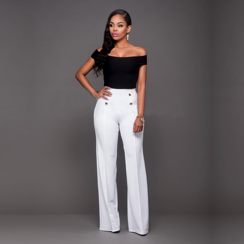 Stylish Slim Personality Double-Breasted Flared Trousers apparel & accessories