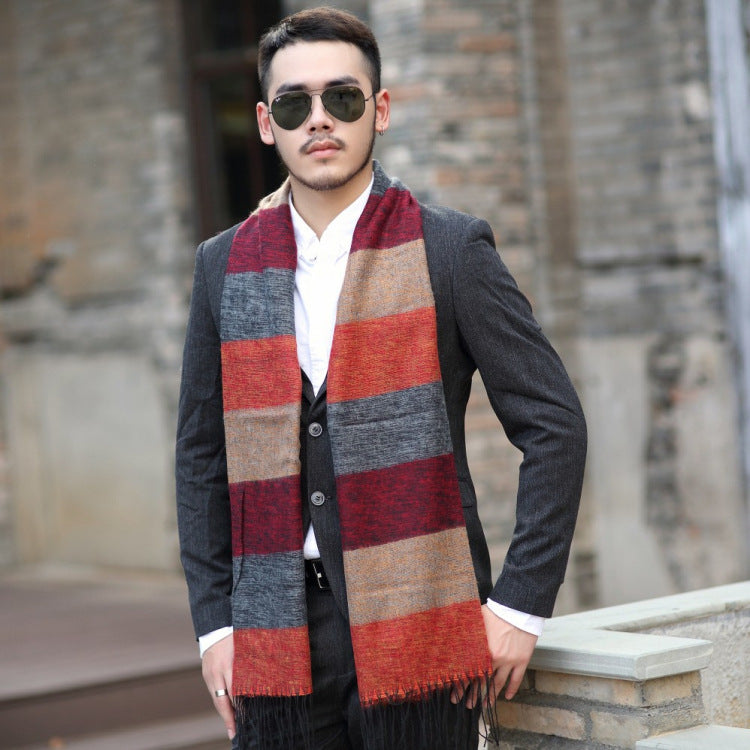 Stitching imitation cashmere scarves Men's Scarves