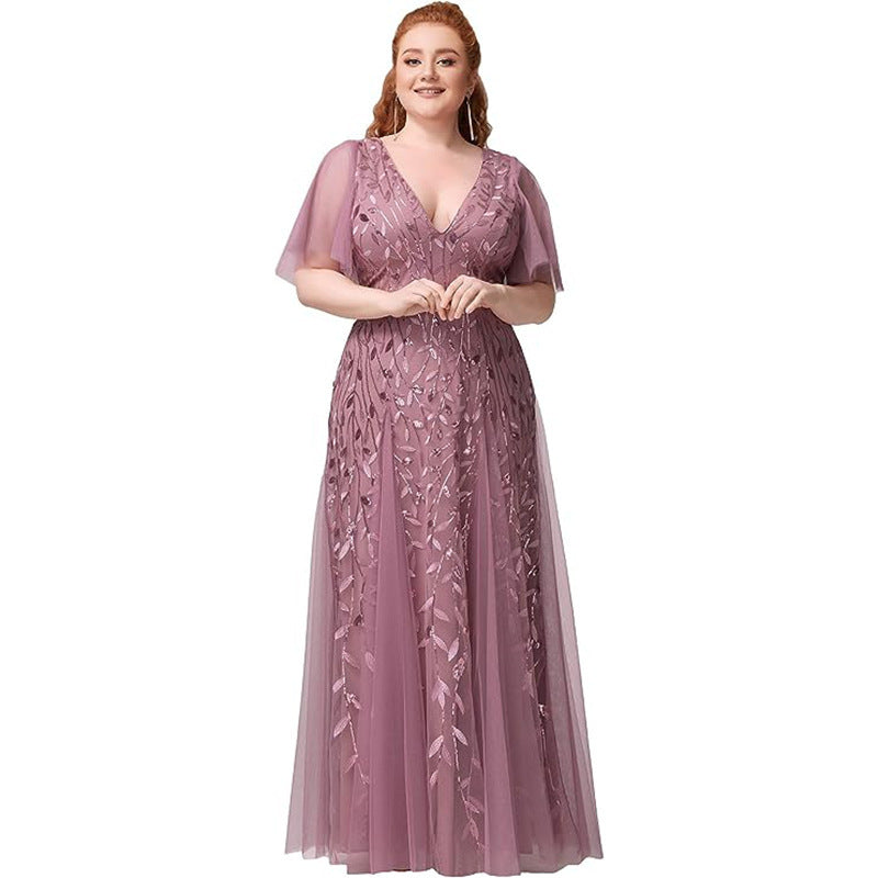 Women's Plus Size Bridesmaid Sequined Net Fishtail Dress Dresses & Tops