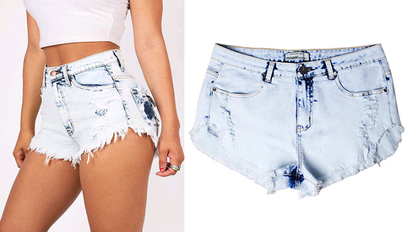 Ripped high waist white washed denim shorts 0