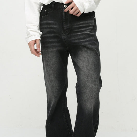 Loose Washed-out Slightly Flared Jeans men's clothing