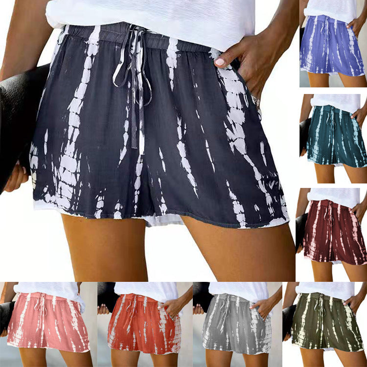 Tie-dye Striped Wide-leg Shorts shorts