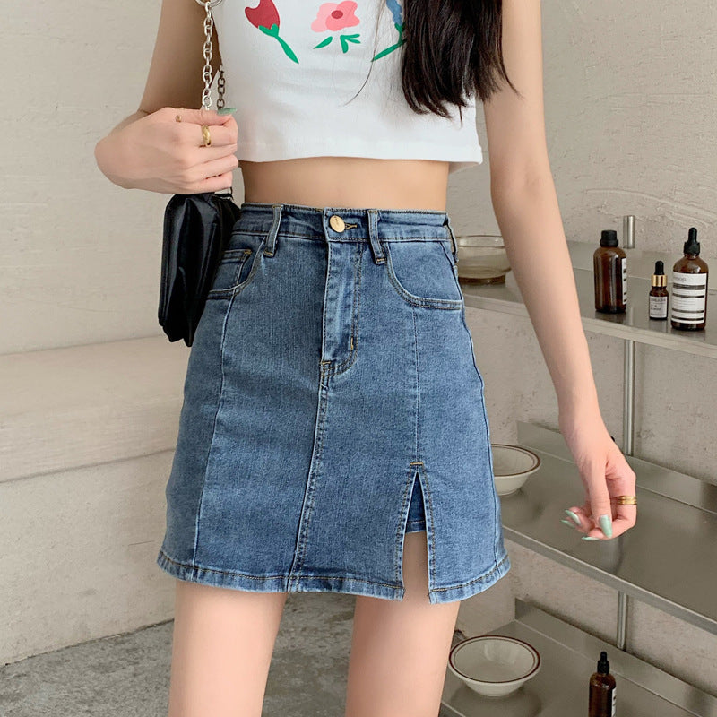 Split denim skirt apparel & accessories