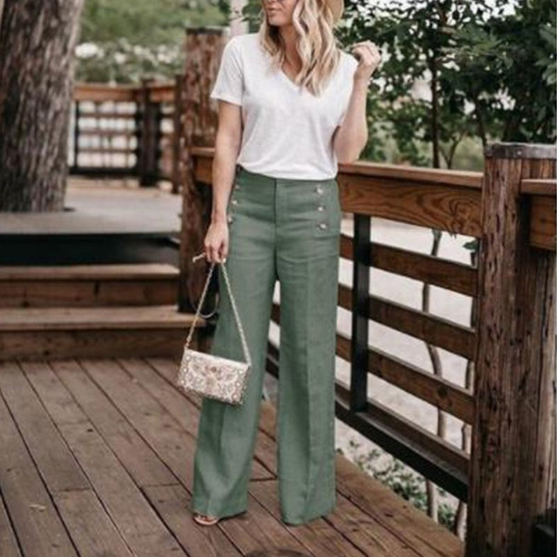 Button wide leg pants apparel & accessories