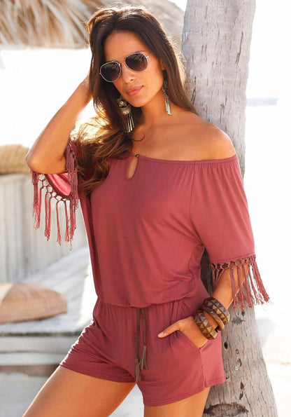 Summer wear word collar shirt tassels jumpsuits cool apparel & accessories