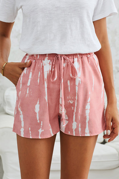 Tie-Dye Drawstring Waist Shorts with Pockets apparel & accessories