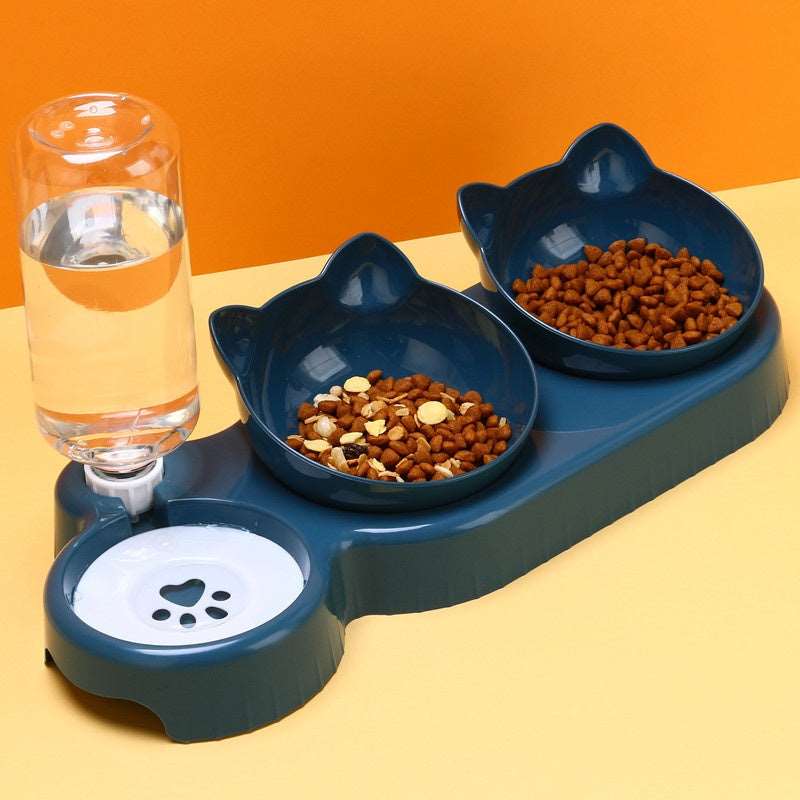 Plastic Double Anti Roll  Bowl For Cats Pet food bowl