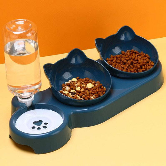 Plastic Double Anti Roll  Bowl For Cats Pet food bowl