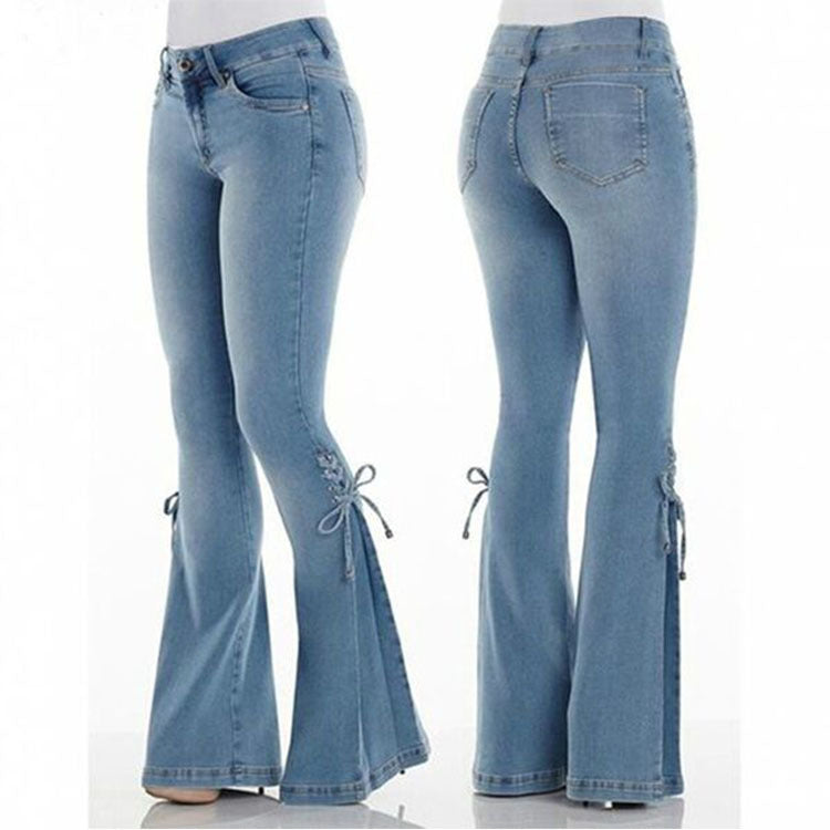 Ladies jeans mid-waisted denim trousers stretch jeans apparel & accessories