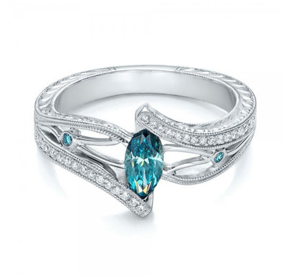 Hot European and American luxury aquamarine topaz engagement ring Jewelry