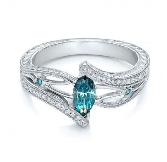Hot European and American luxury aquamarine topaz engagement ring Jewelry