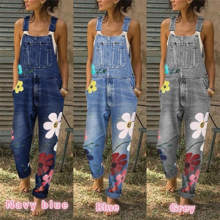 Denim overalls printed washed denim overalls apparel & accessories