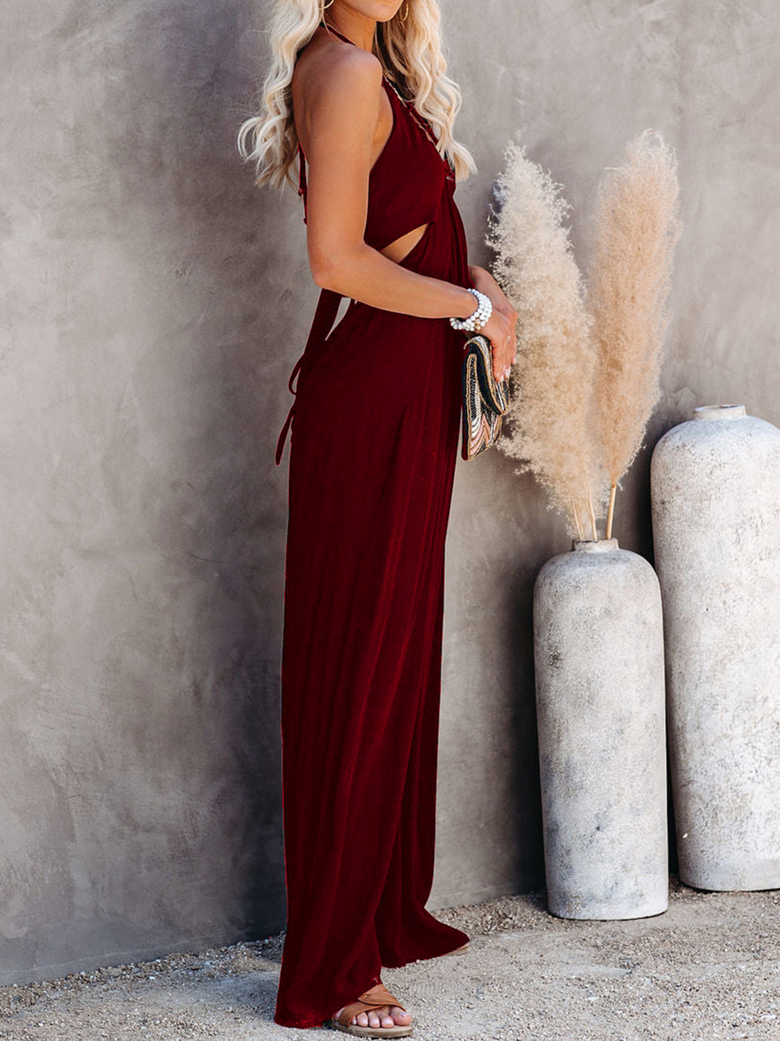 Halter Neck Wide Leg Jumpsuit apparel & accessories