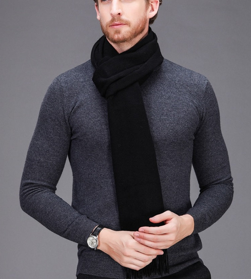 High-end brand winter cashmere scarf Men and women with pure wool warm retro thickened long collar Men's Scarves