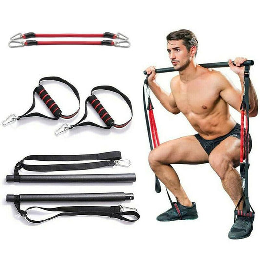 Pilates Bar Kit With Resistance Bands Portable Home Gym 0