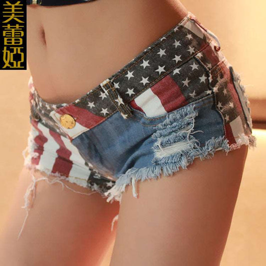 American Flag Patterned Mini Pants shorts