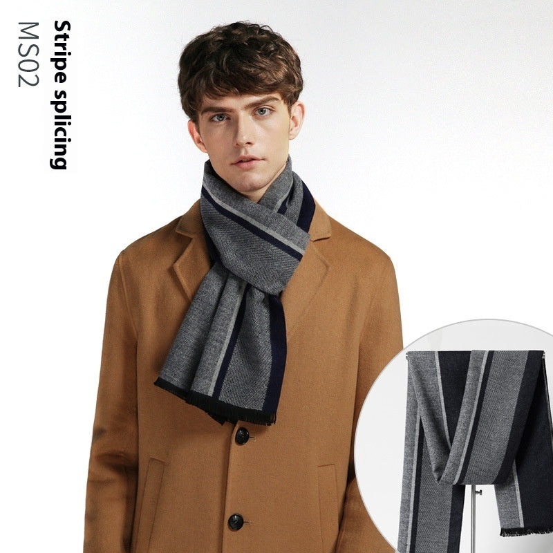 Simple Plaid Warm Keeping Artificial Cashmere Scarf Men's Scarves