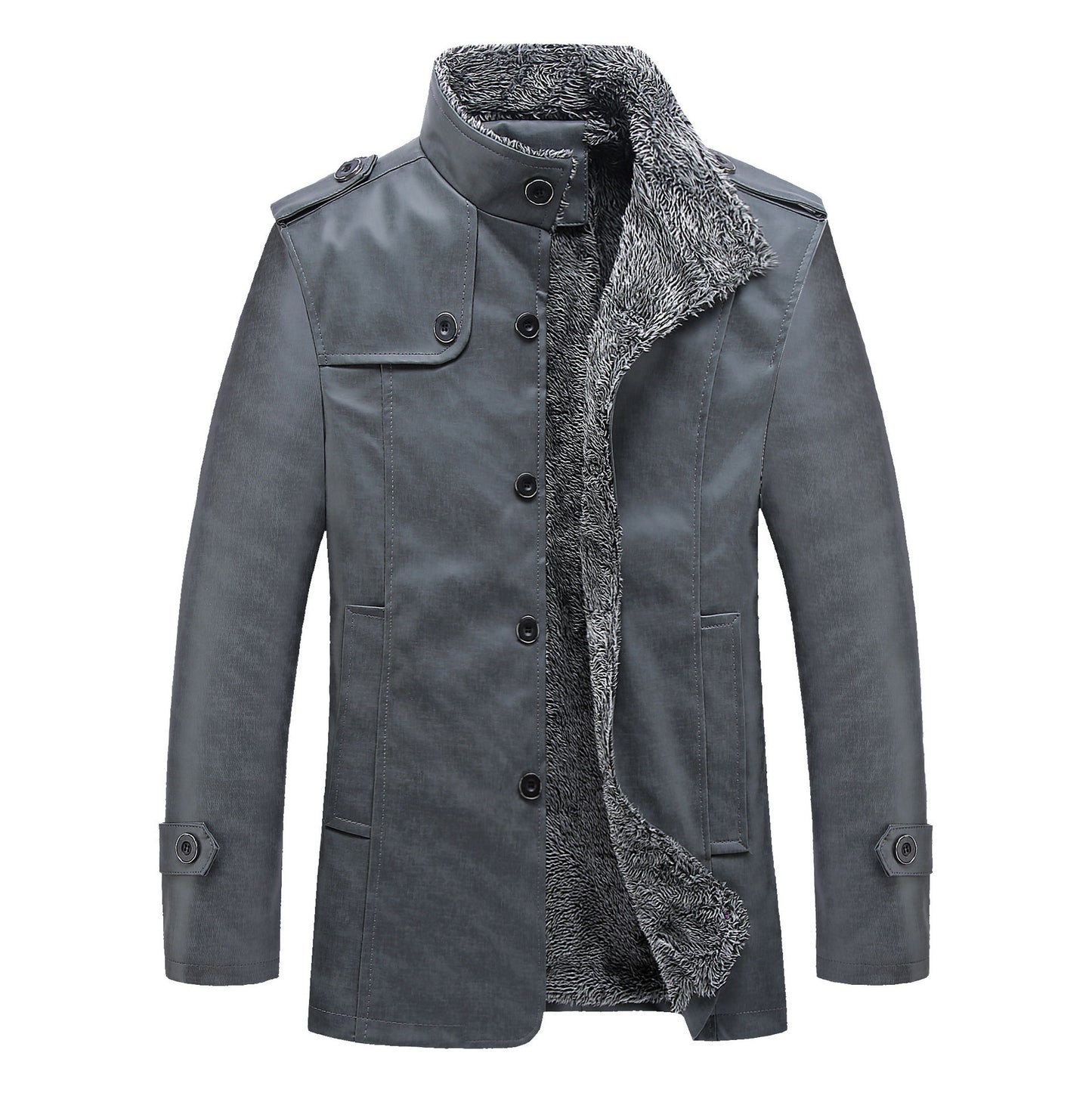 Men's Slim Leather Jacket with Plush Thick Fur apparel & accessories