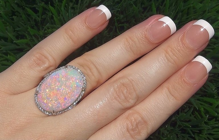 Opal Ring Cross-border Wish Hot Sale Jewelry Fashion Lady Opal Ring Opal Ring Jewelry Jewelry