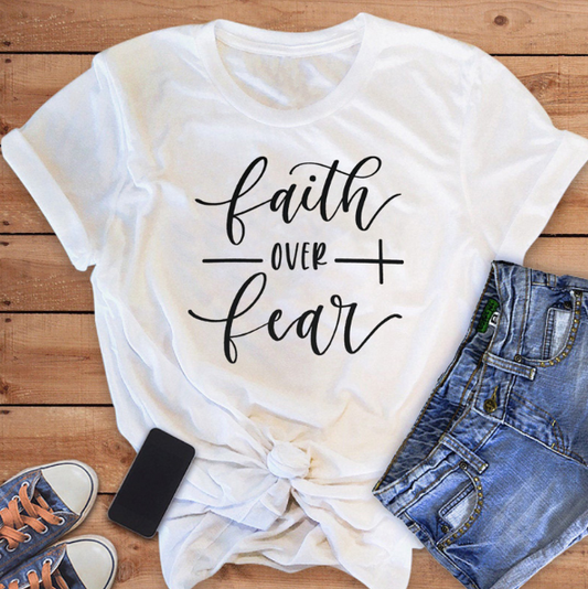 Faith Over Fear Christian T-Shirt Religion Clothing For Women Faith Shirt apparels & accessories