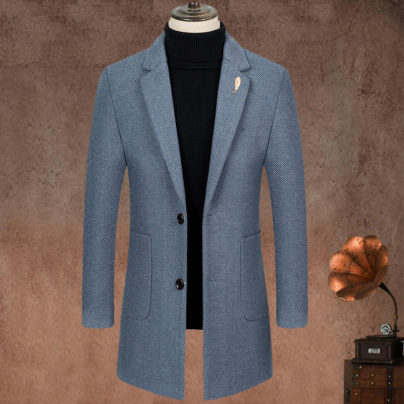 Men's Lapel Herringbone Slim-fit Cashmere Coat men's clothing