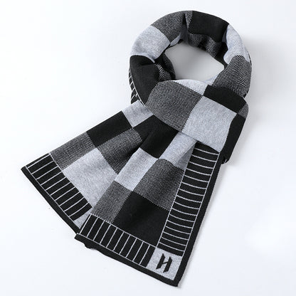 Cashmere Plaid Long Men's Scarf With Neck Men's Scarves