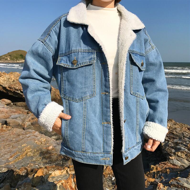 Casual Thick Warm Blue Winter Women Coat Fashion Student Style Autumn Lamb Wool Jeans Denim Jackets Snow Basic Female Coa apparels & accessories