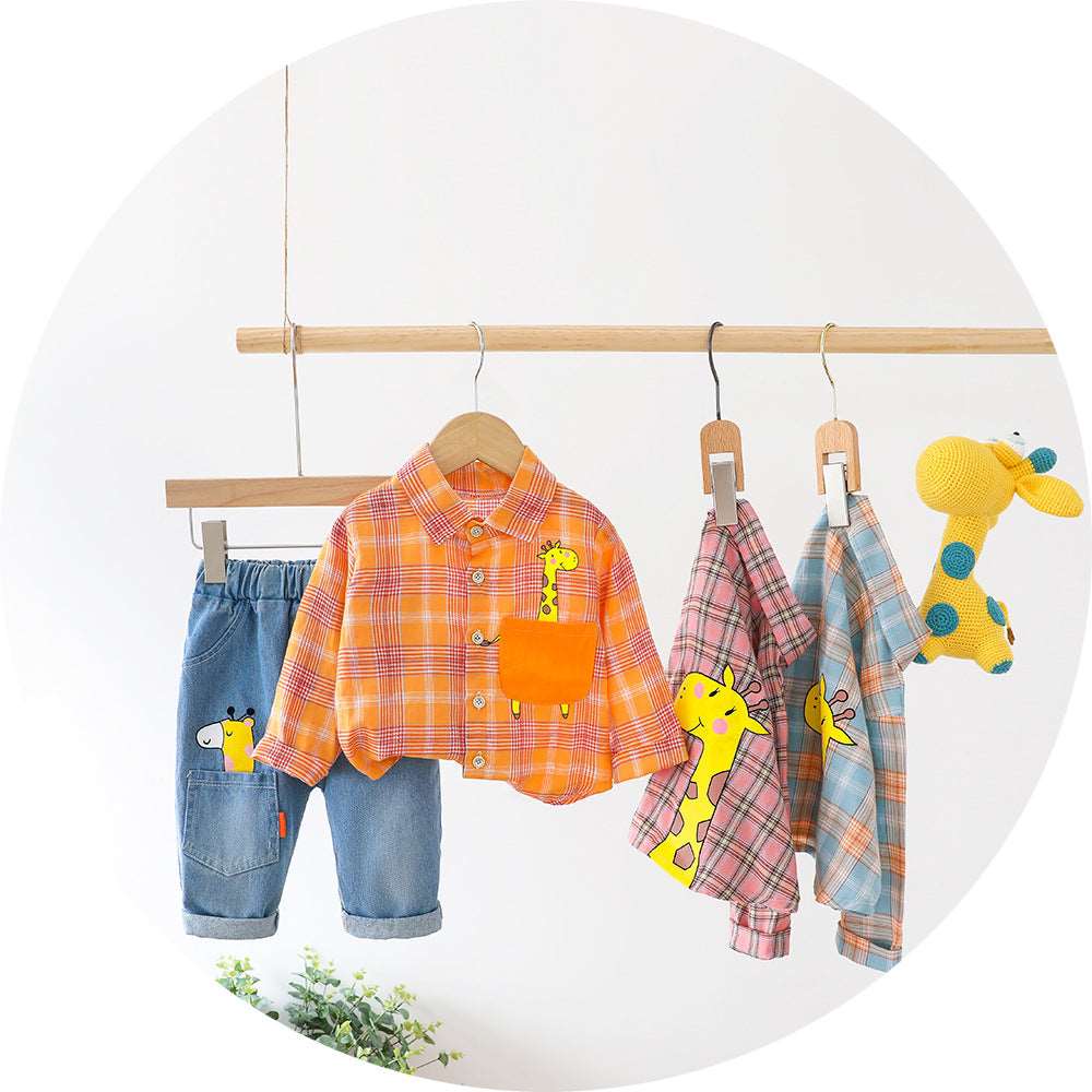 Two-piece Check cCotton Shirt For Kids 0