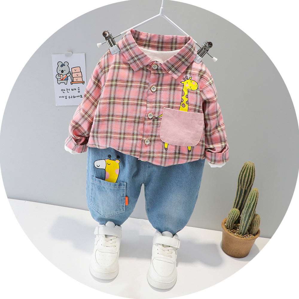 Two-piece Check cCotton Shirt For Kids 0