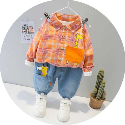 Two-piece Check cCotton Shirt For Kids 0