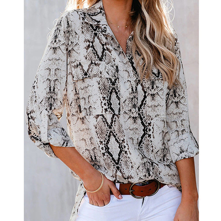 Leopard Print Three-Quarter Sleeve Shirt Women apparel & accessories