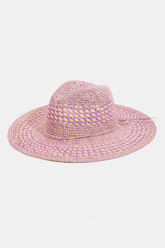 Fame Checkered Straw Weave Sun Hat apparels & accessories