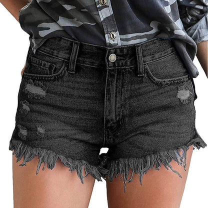 Fringed Ladies High Stretch Denim Short apparel & accessories