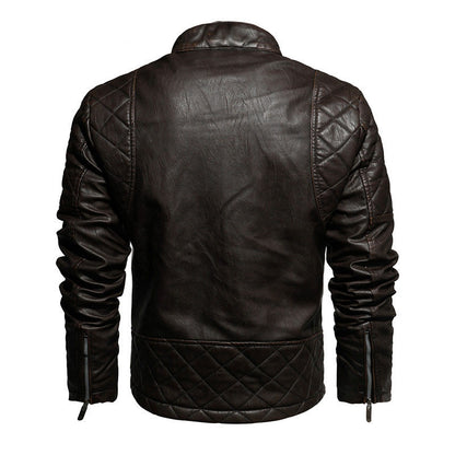 Fashion Slim Locomotive PU Leather Jacket Plus Velvet apparels & accessories